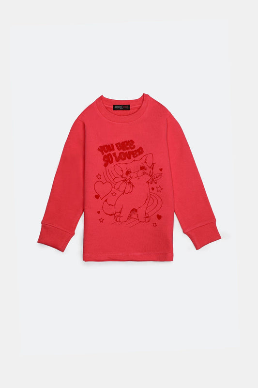 Pink Graphic Girls Sweatshirt