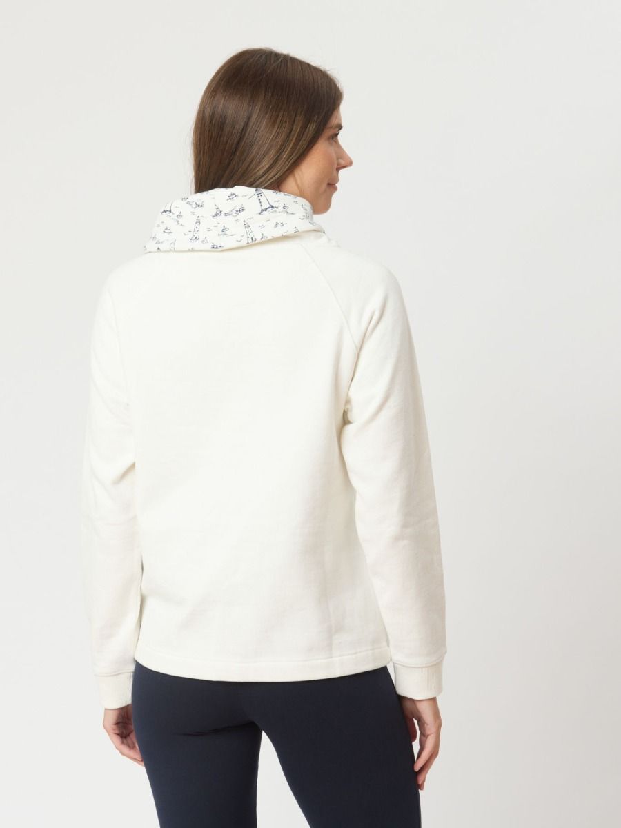 Sabrina Cowl Neck Sweatshirt In White