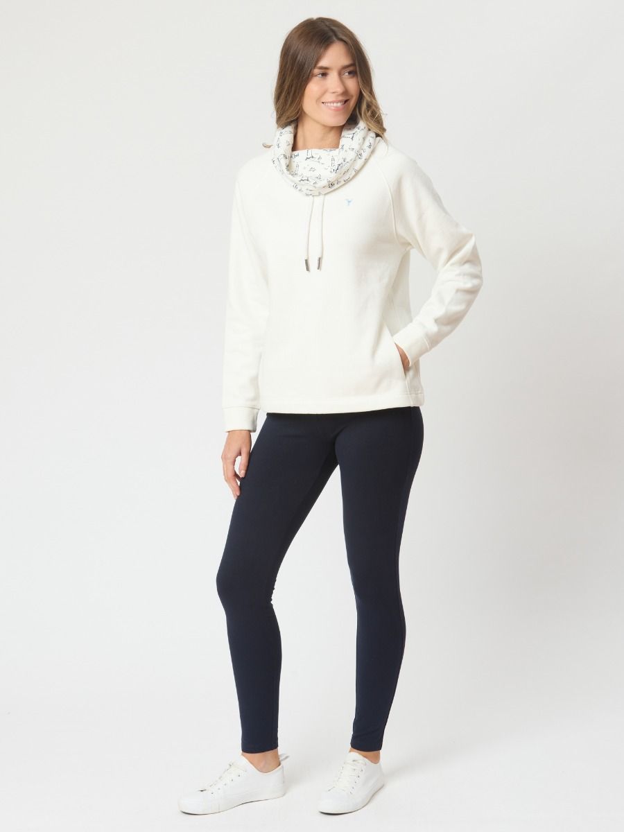 Sabrina Cowl Neck Sweatshirt In White