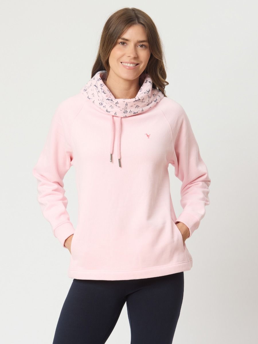 Sabrina Cowl Neck Sweatshirt In White