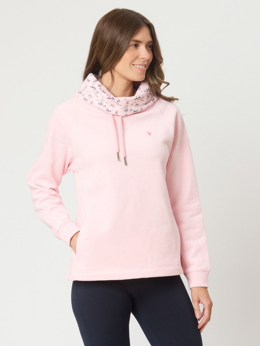 Sabrina Cowl Neck Sweatshirt In White