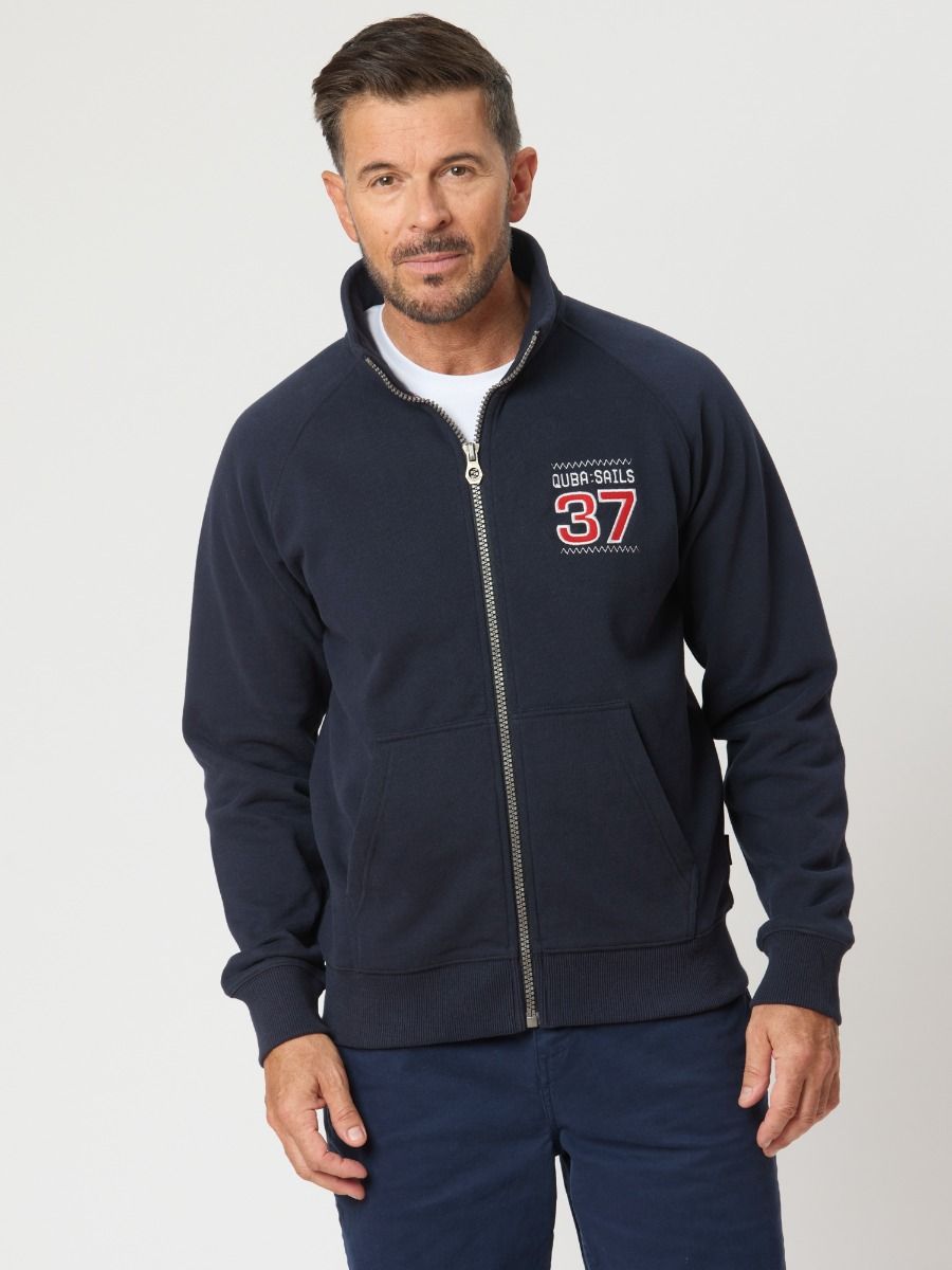 Tobias X-Series Zip Thru Sweat In Dark Navy