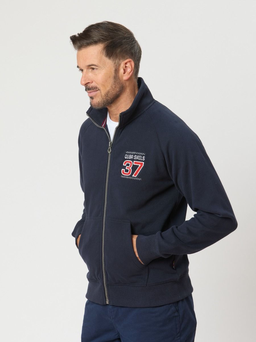 Tobias X-Series Zip Thru Sweat In Dark Navy