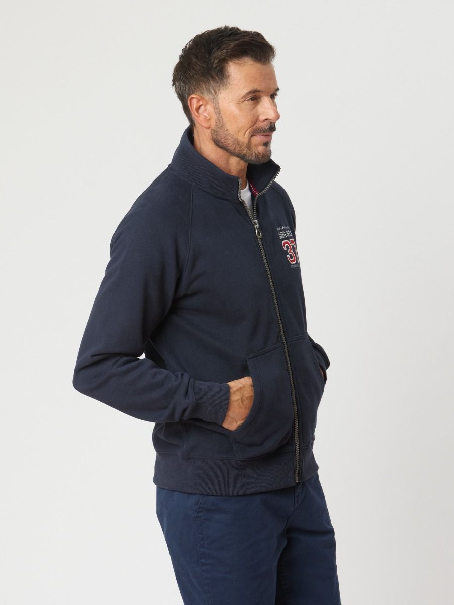 Tobias X-Series Zip Thru Sweat In Dark Navy