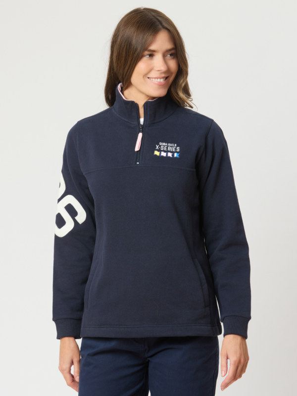 Belles X-Series Zip Neck Sweatshirt In Navy