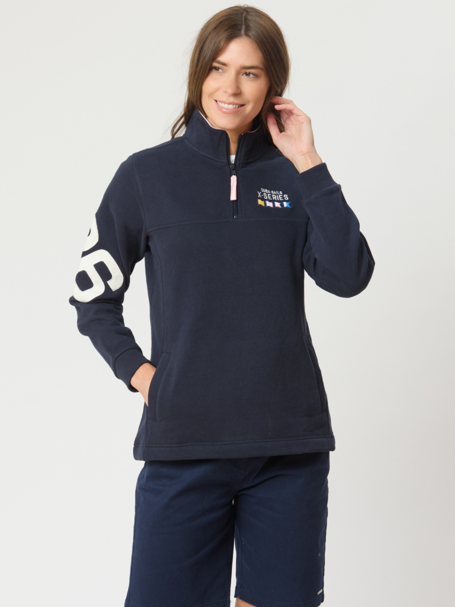 Belles X-Series Zip Neck Sweatshirt In Navy