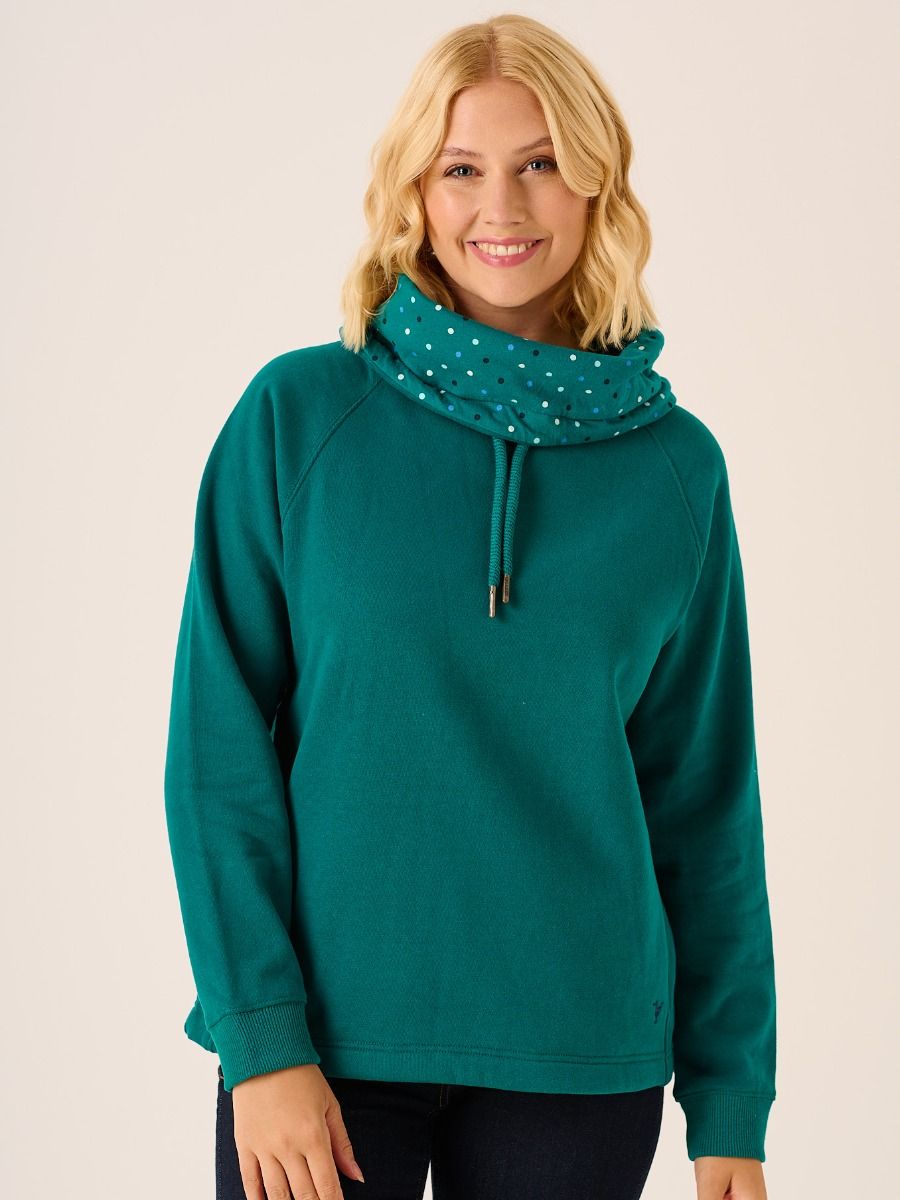 Teal Cowl Neck Sweatshirt - Calie