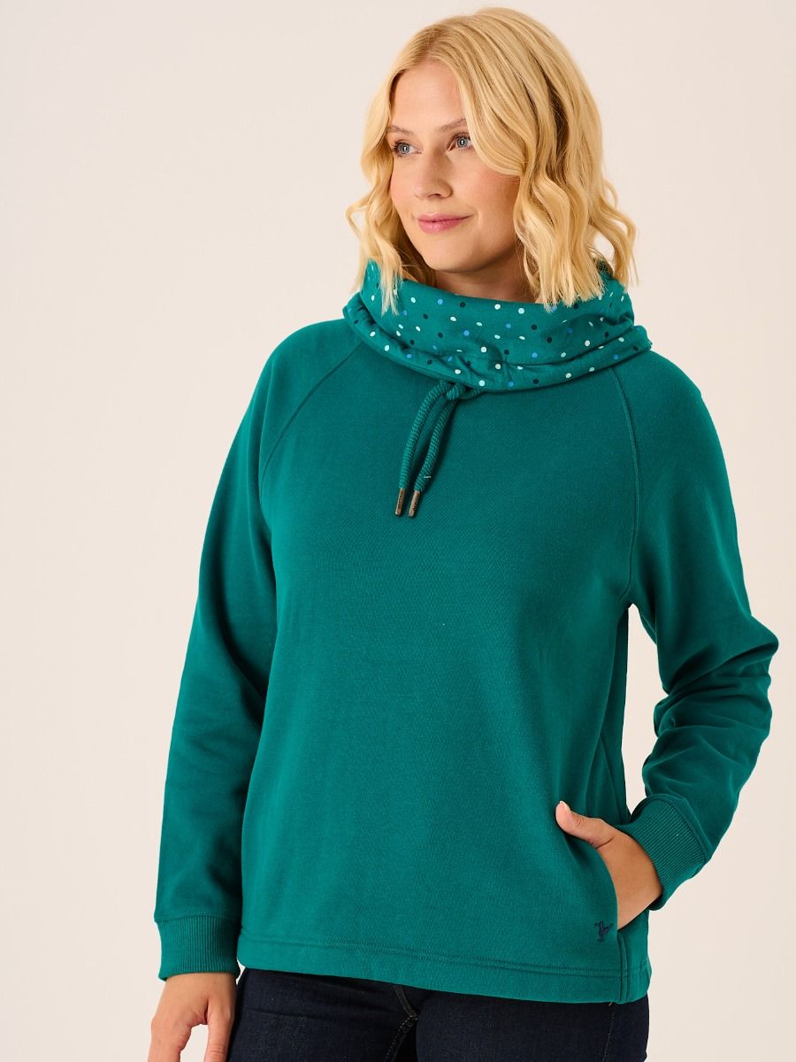 Teal Cowl Neck Sweatshirt - Calie