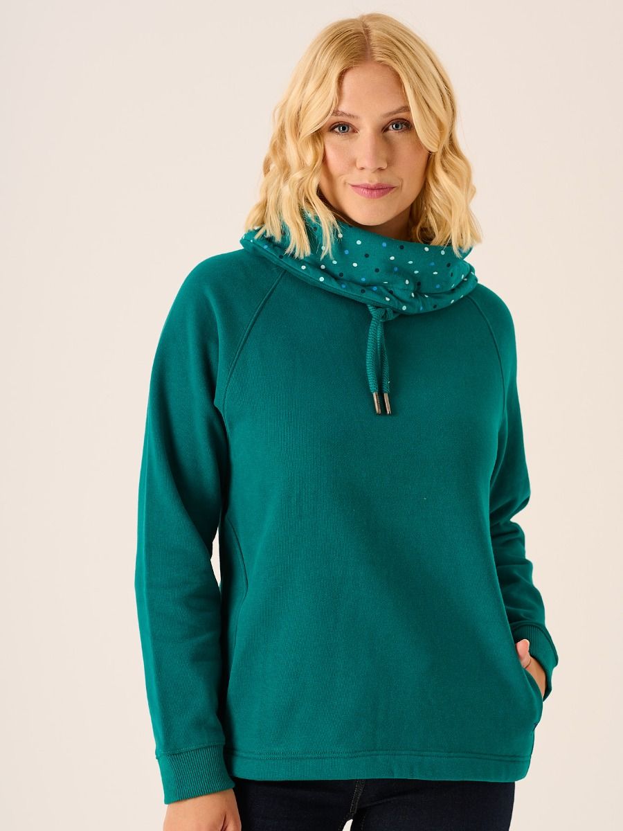 Teal Cowl Neck Sweatshirt - Calie
