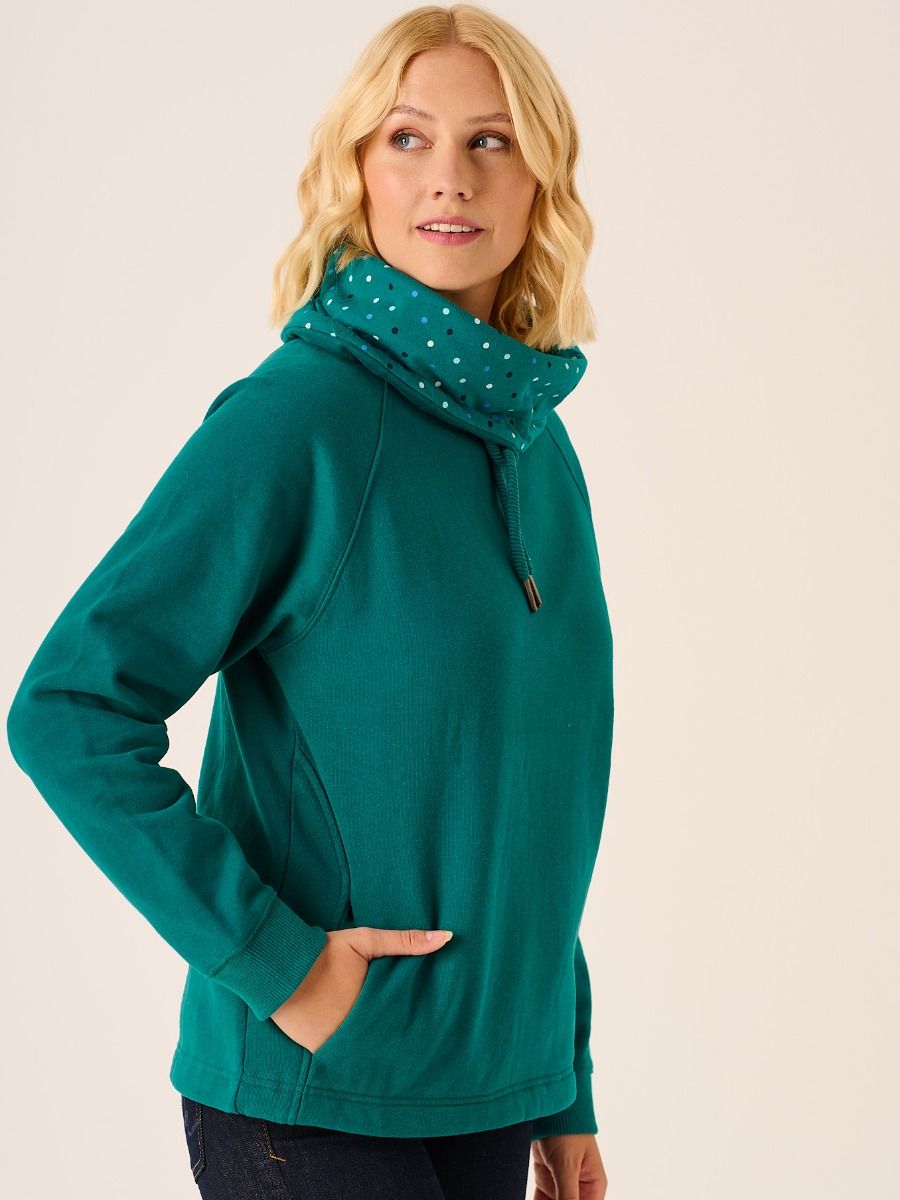 Teal Cowl Neck Sweatshirt - Calie