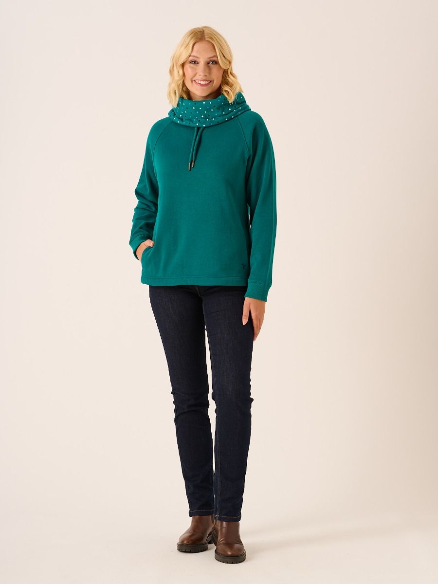 Teal Cowl Neck Sweatshirt - Calie