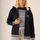Navy Zip Through Borg Lined Hooded Sweatshirt - Darcy