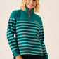 Teal Striped 1/4 Zip Sweatshirt - Ivy