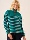 Teal Striped 1/4 Zip Sweatshirt - Ivy