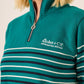 Teal Striped 1/4 Zip Sweatshirt - Ivy