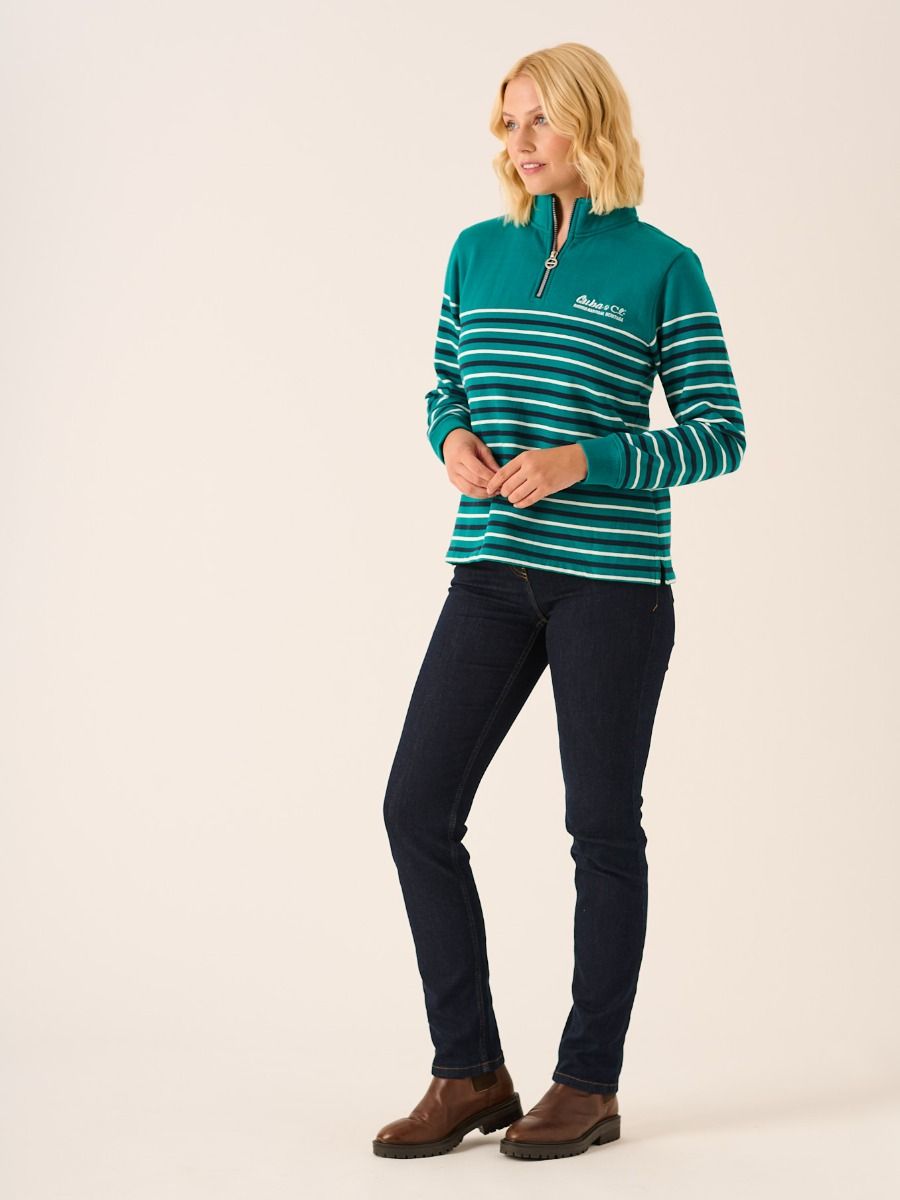 Teal Striped 1/4 Zip Sweatshirt - Ivy