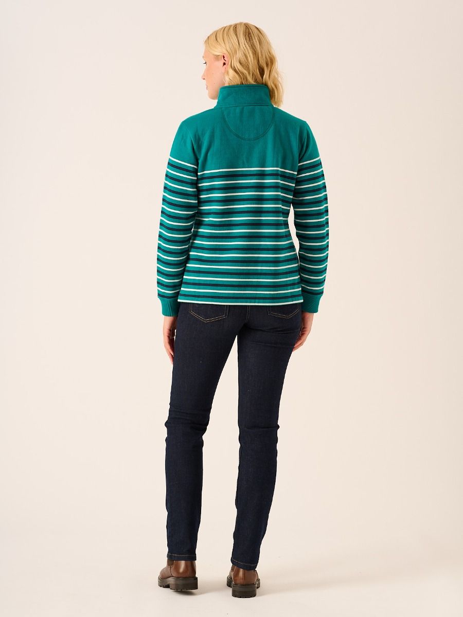 Teal Striped 1/4 Zip Sweatshirt - Ivy