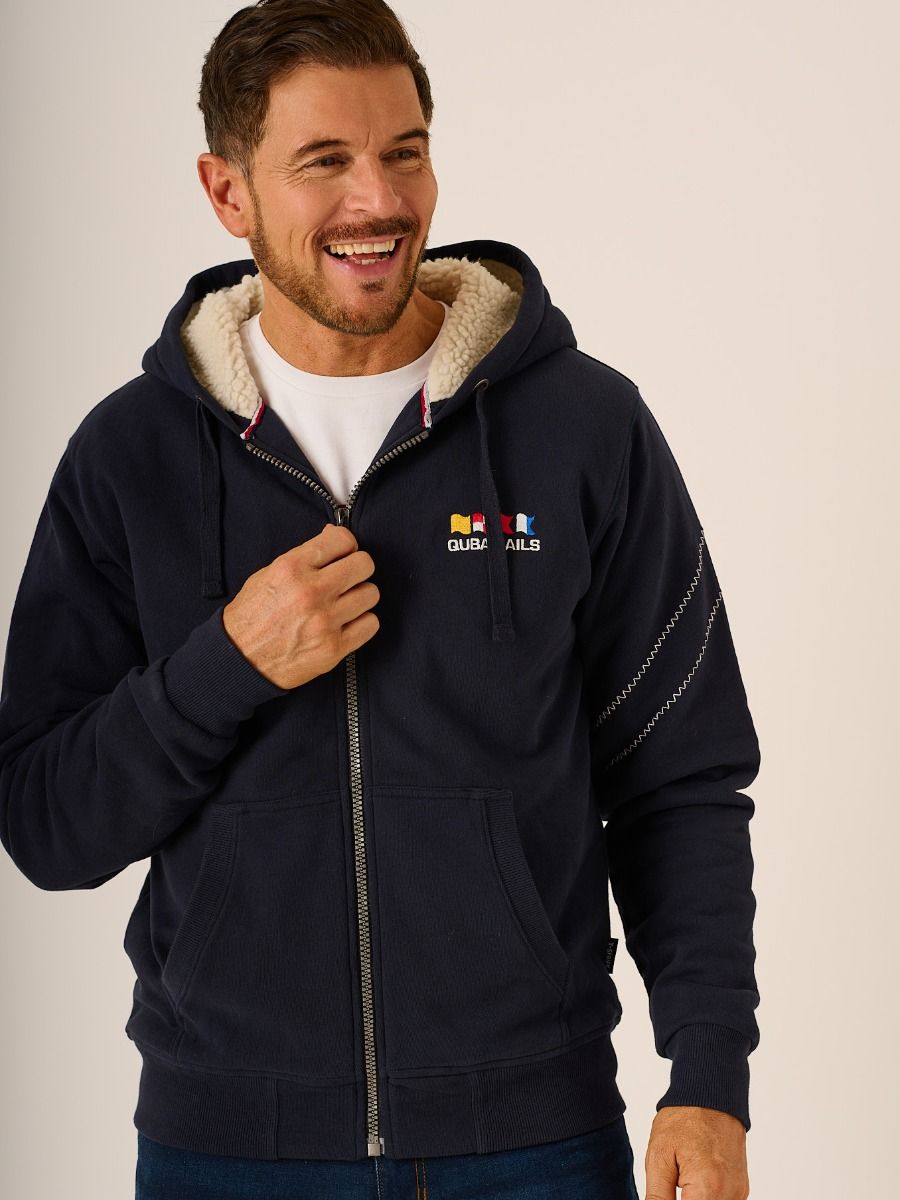 Dark Navy X-Series Zip Borg Lined Hoody - Ruperto