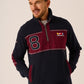 Dark Navy and Cherry X-Series 1/4 Zip Pique Sweatshirt - Whitefin