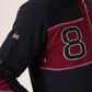 Dark Navy and Cherry X-Series 1/4 Zip Pique Sweatshirt - Whitefin