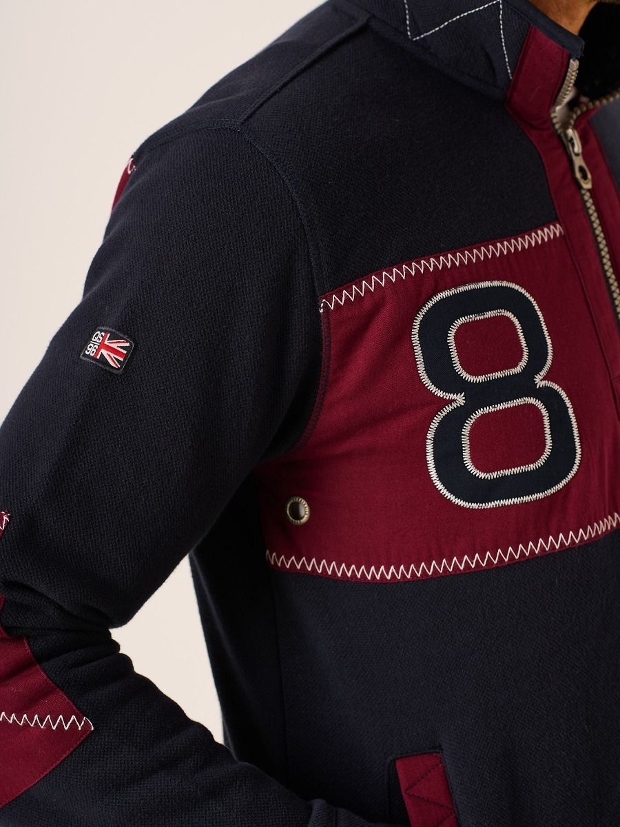 Dark Navy and Cherry X-Series 1/4 Zip Pique Sweatshirt - Whitefin